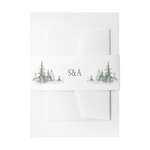 Winterhochzeit der Aquarellbäume Einladungsbanderole