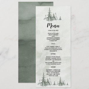 Winterhochzeit der Aquarellbäume Menükarte