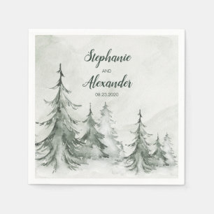 Winterhochzeit der Aquarellbäume Serviette