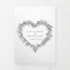 Winterhochzeit dunkelgrau mistletoe botanisch dreifach-gefaltete programmkarte