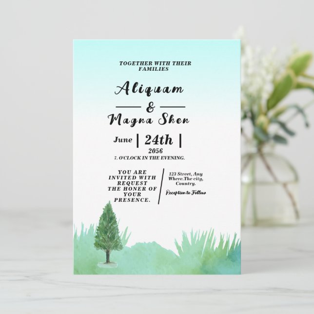 Winterhochzeit, Einladungskarte für den Urlaub Einladung (Stehend Vorderseite)