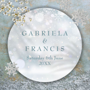 Winterhochzeit Elegante Runder Aufkleber