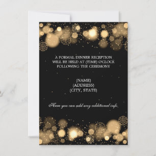 Winterhochzeit-Empfang Gold Lights Einladung