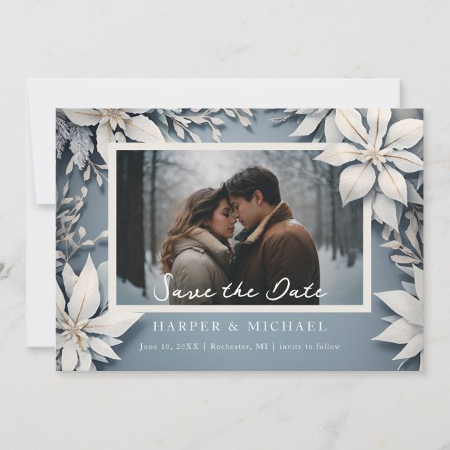 Winterhochzeit Foto Save the Date Einladung (Vorderseite)