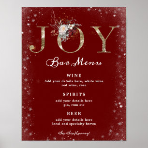 Winterhochzeit Freude Bar Menu Schild