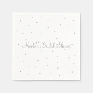 Winterhochzeit Glam Silber & Weiße Punkte Party Serviette