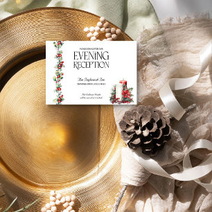 Winterhochzeit Helle Kerzen Rote Beeren Rezeption Begleitkarte