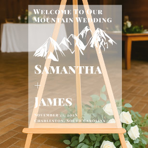 Winterhochzeit im Gebirge Willkommen Mattiert Acrylschild