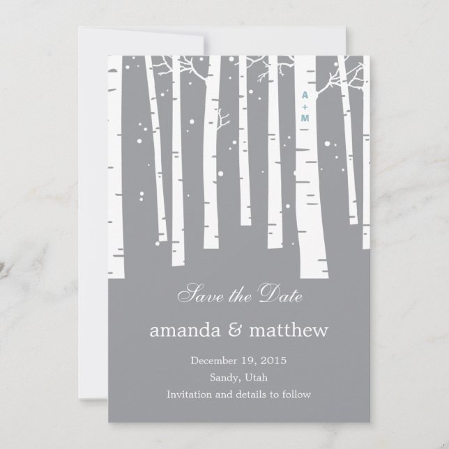 Winterhochzeit im Wald - Save The Date Karten (Vorderseite)