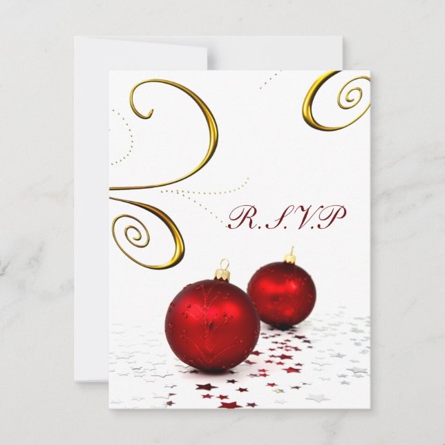 Winterhochzeit in Rot-Ornament uAwg RSVP Karte (Vorderseite)