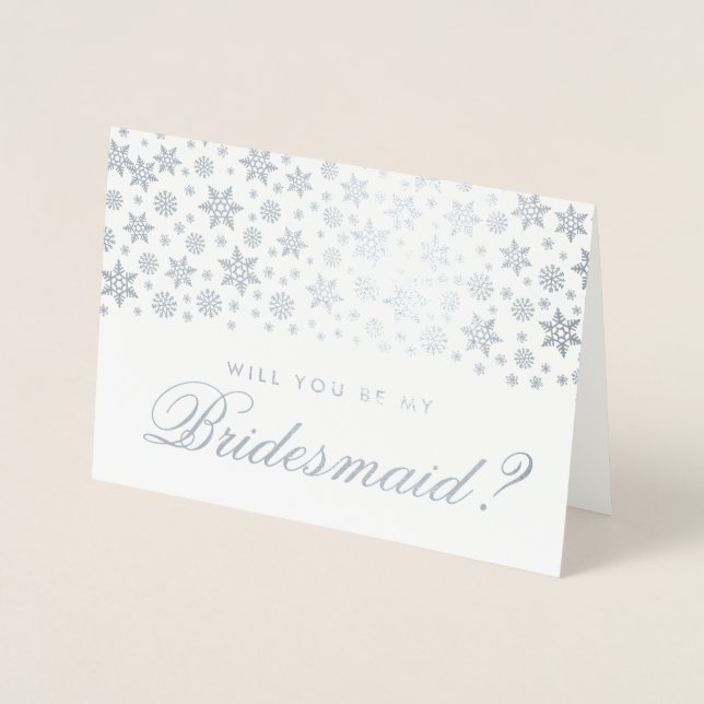 Winterhochzeit ist meine Bridesmaid Silberschneefl Folienkarte (Vorderseite)