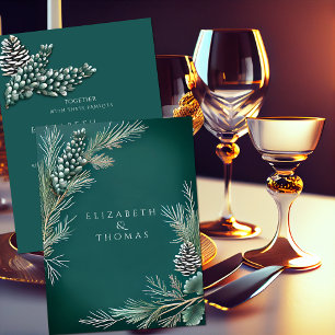 Winterhochzeit Kiefernbeeren Kiefernzweige Einladung