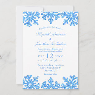 Winterhochzeit mit blauem Snowflake Einladung