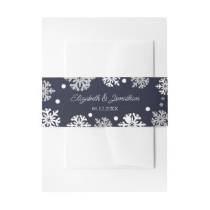 Winterhochzeit mit blauen Schneeflocken Einladungsbanderole