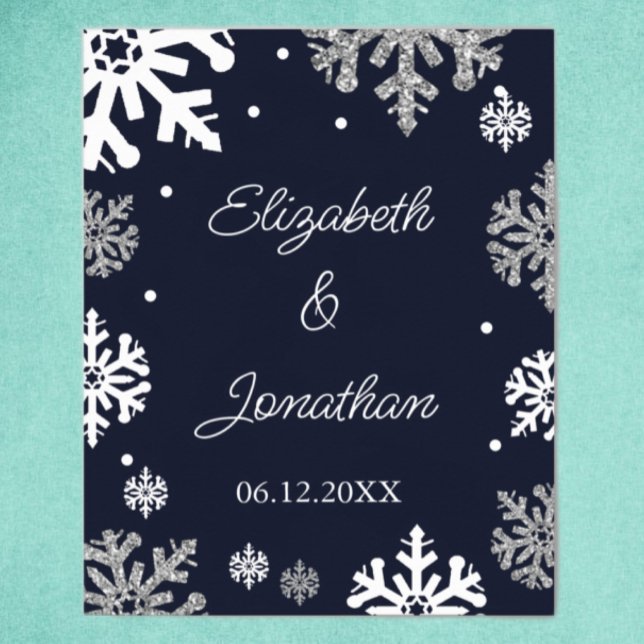 Winterhochzeit mit blauen Schneeflocken Poster (Von Creator hochgeladen)