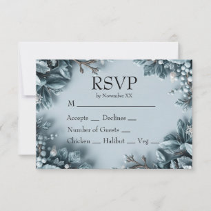 Winterhochzeit mit Frost-Effekt-Blumen RSVP Karte