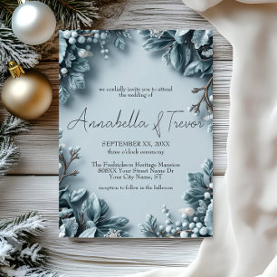 Winterhochzeit mit Frostblumen Einladung