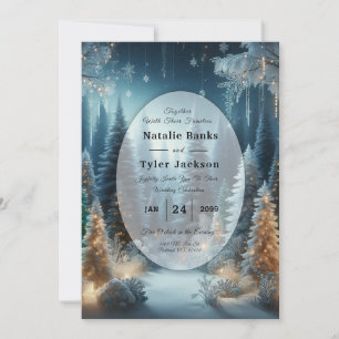 Winterhochzeit mit Frosted Pines in Winter Glow Einladung