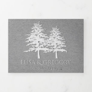 Winterhochzeit mit grauem Kraftpapier für geplagte Dreifach Gefaltete Einladung