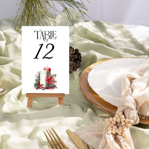 Winterhochzeit mit Holly und Kerze Tischnummer