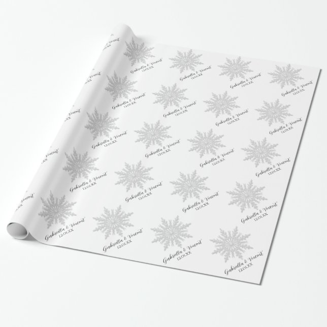 Winterhochzeit mit weißer Schneeflocke Geschenkpapier (Ungerollt)