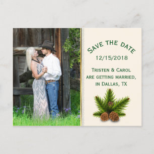 Winterhochzeit Pine Cones Save the Date Postkarte