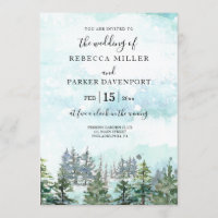 Winterhochzeit Pinienbäume - Schneeeinladung