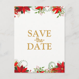 Winterhochzeit Poinsettia-Feiertag - Save the Date Ankündigungspostkarte