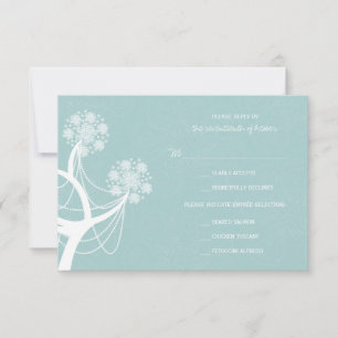 Winterhochzeit RSVP-Karte für schneebedeckte Blume RSVP Karte