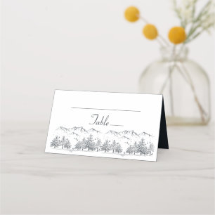 Winterhochzeit Rustikal, Schiefergrau Platzkarte