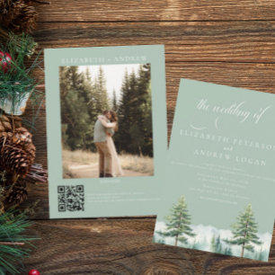 Winterhochzeit   Rustikale Berge   QR-Code-Einladu Einladung