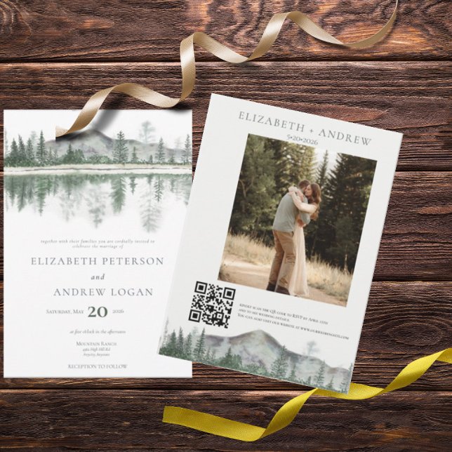 Winterhochzeit | Rustikale Berge | QR-Code Einladung (Von Creator hochgeladen)