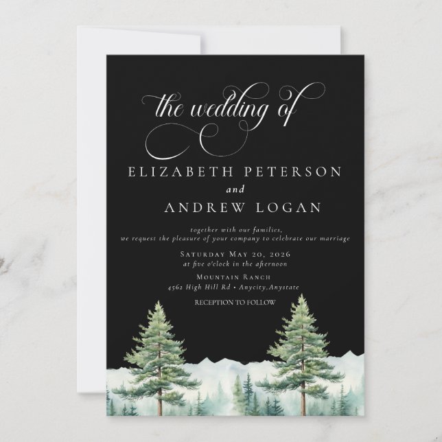 Winterhochzeit | Rustikale Berge | QR Code Invita Einladung (Vorderseite)