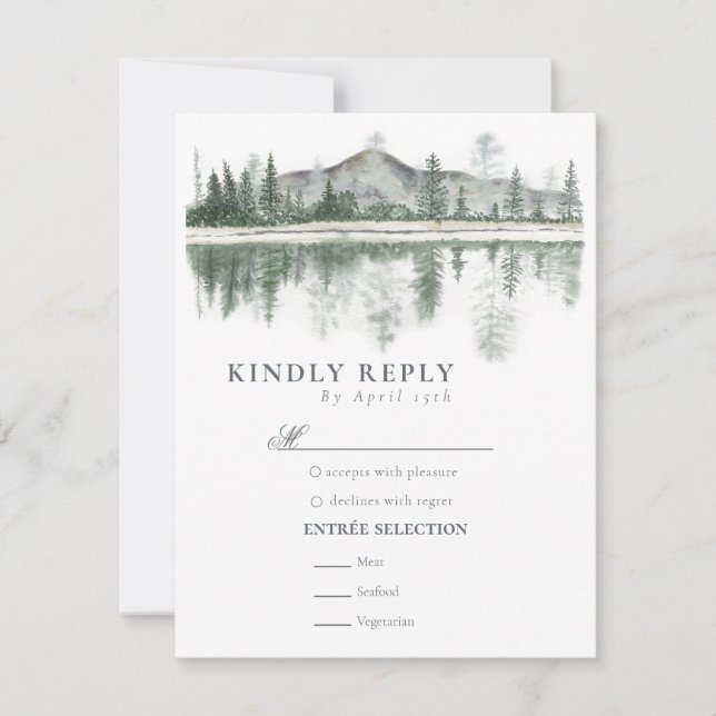 Winterhochzeit | Rustikale Berge RSVP Karte (Vorderseite)