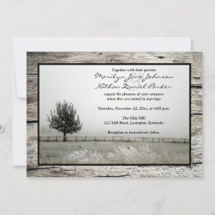 Winterhochzeit Rustikaler Frost Nebel Baum Einladung