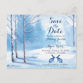 Winterhochzeit Save the Date Bäume Rabbits