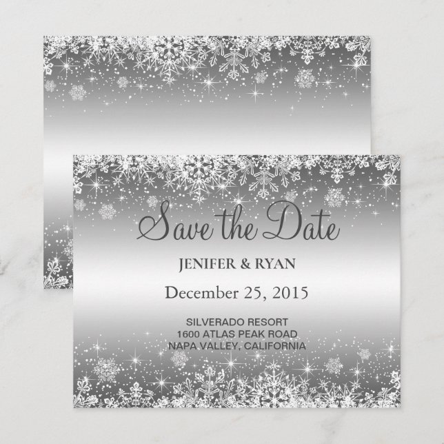 Winterhochzeit Save the Date Einladung (Vorne/Hinten)