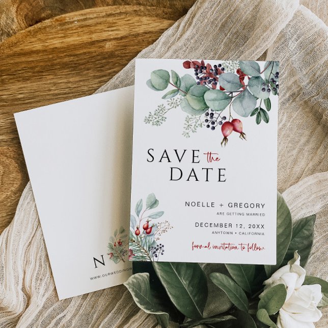 Winterhochzeit Save the Date Eukalyptus Foliage (Von Creator hochgeladen)