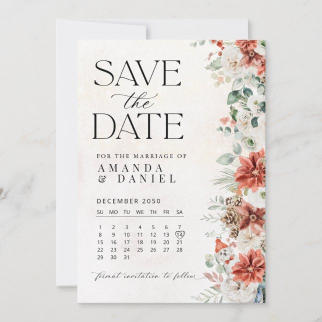 Winterhochzeit Save The Date Karte (Vorderseite)