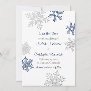 Winterhochzeit Save the Date mit Silver Snowflake