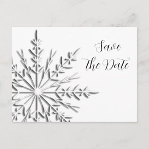 Winterhochzeit Save the Date mit Snowflake Ankündigungspostkarte