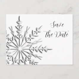 Winterhochzeit Save the Date mit Snowflake Ankündigungspostkarte
