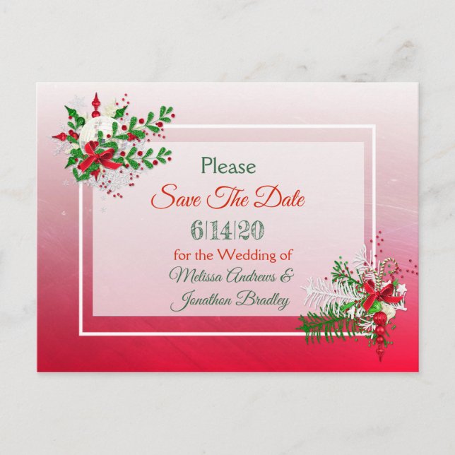 Winterhochzeit Save the Date Postkarte (Vorderseite)