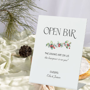 Winterhochzeit Stechpalmen und Beeren Open Bar Sch Sockelschild