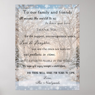 Winterhochzeit Waldlichter Schneeflocken Danke Poster