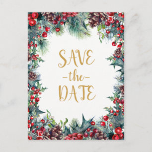 Winterhochzeit - Weihnachten Save the Date Ankündigungspostkarte