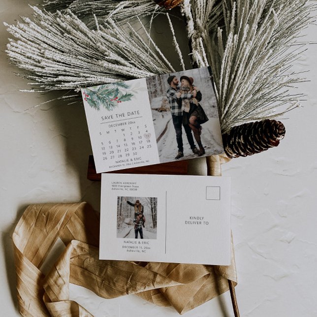 Winterhochzeitkalender Save the Date Postkarte (Von Creator hochgeladen)