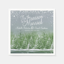 Winterhochzeitkiefernbäume Grüne Kunst Serviette