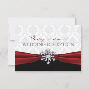 Winterhochzeitsempfang mit rotem Band Einladung