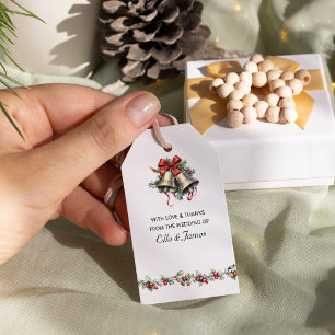 Winterhochzeitsglocken und Stechpalmen-Geschenk Geschenkanhänger